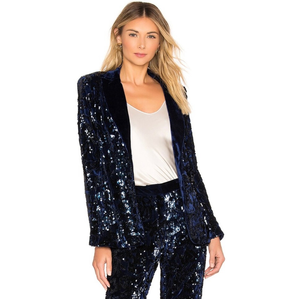 Alexis Sequin Rashid Velvet Trim Blazer Benny Flared Leg Pants Evening  M